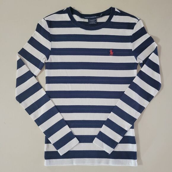 Ralph Lauren Sport Women's Long Sleeve Navy and White Stripe Crewneck … - Picture 1 of 12